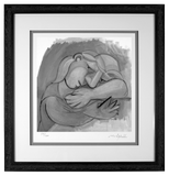 Woman with Phone Limited Edition in custom traditional style wood frame